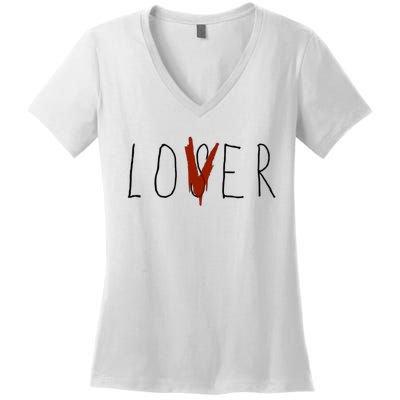 Loser Lover White Design Women's V-Neck T-Shirt