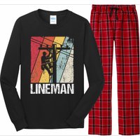 Lineman Line Worker Utility Pole Lineman Gift Long Sleeve Pajama Set