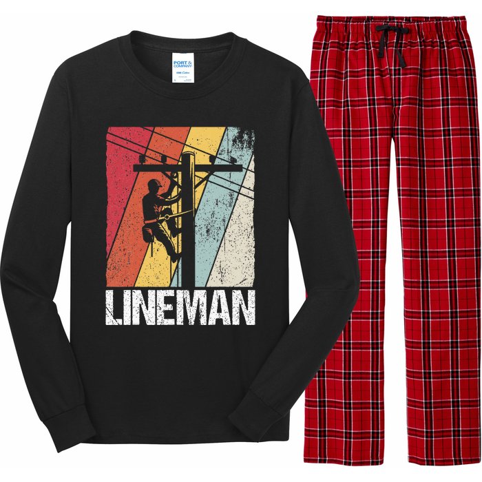 Lineman Line Worker Utility Pole Lineman Gift Long Sleeve Pajama Set