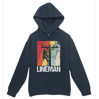 Lineman Line Worker Utility Pole Lineman Gift Urban Pullover Hoodie