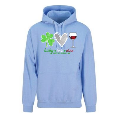 Lucky Love Wine Shamrock Happy St Patrick's Day Cool Gift Unisex Surf Hoodie