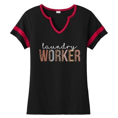 Leopard Laundry Worker Appreciation Healthcare Workers Gift Ladies Halftime Notch Neck Tee