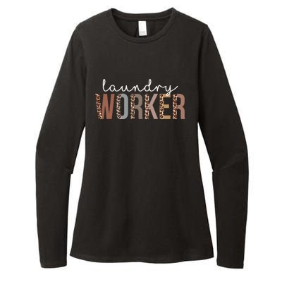 Leopard Laundry Worker Appreciation Healthcare Workers Gift Womens CVC Long Sleeve Shirt