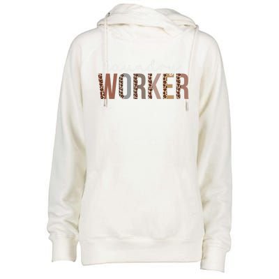 Leopard Laundry Worker Appreciation Healthcare Workers Gift Womens Funnel Neck Pullover Hood