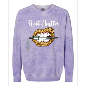 Leopard Lips With Nail Technician Drill Cool Nail Hustler Colorblast Crewneck Sweatshirt