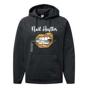 Leopard Lips With Nail Technician Drill Cool Nail Hustler Performance Fleece Hoodie