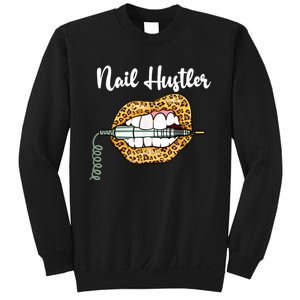 Leopard Lips With Nail Technician Drill Cool Nail Hustler Sweatshirt