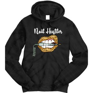 Leopard Lips With Nail Technician Drill Cool Nail Hustler Tie Dye Hoodie