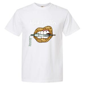 Leopard Lips With Nail Technician Drill Cool Nail Hustler Garment-Dyed Heavyweight T-Shirt