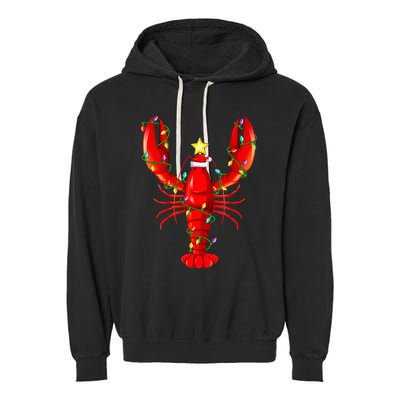 Lobster Lighting Xmas Tree Matching Lobster Christmas Garment-Dyed Fleece Hoodie