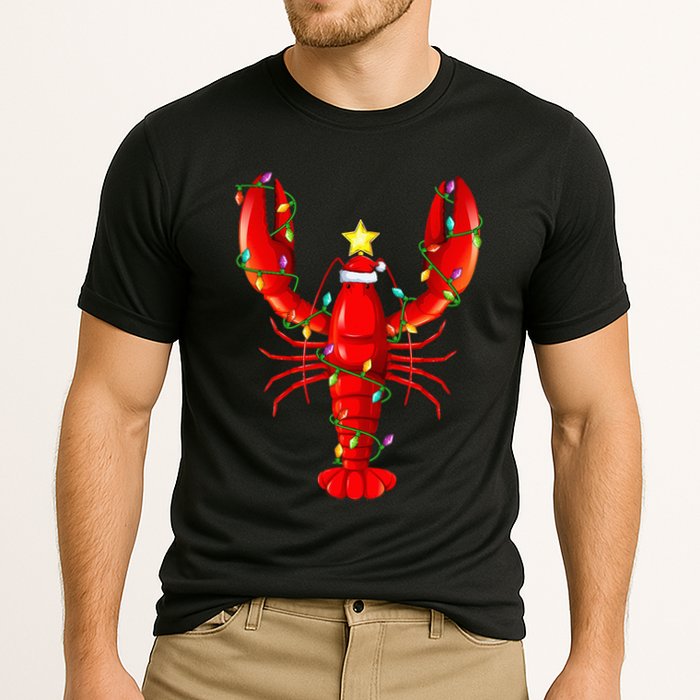 Lobster Lighting Xmas Tree Matching Lobster Christmas Cooling Performance Crew T-Shirt