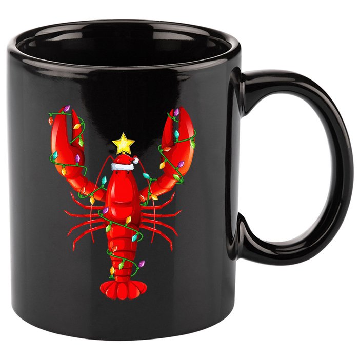 Lobster Lighting Xmas Tree Matching Lobster Christmas 11oz C Handle Ceramic Mug
