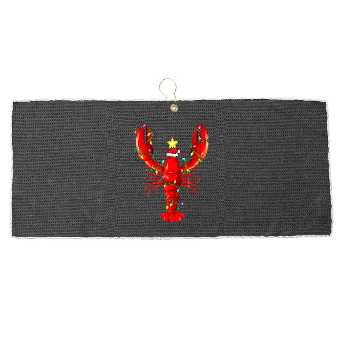Lobster Lighting Xmas Tree Matching Lobster Christmas Large Microfiber Waffle Golf Towel