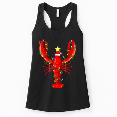 Lobster Lighting Xmas Tree Matching Lobster Christmas Womens Tank Top