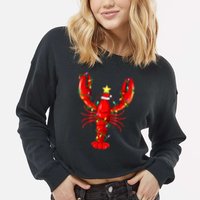 Lobster Lighting Xmas Tree Matching Lobster Christmas Cropped Pullover Crew