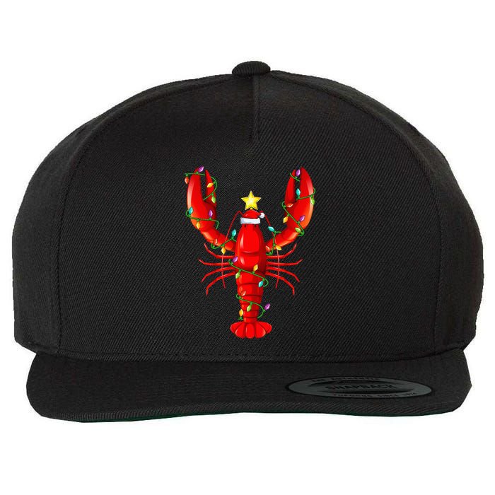 Lobster Lighting Xmas Tree Matching Lobster Christmas Wool Snapback Cap