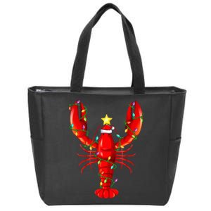 Lobster Lighting Xmas Tree Matching Lobster Christmas Zip Tote Bag