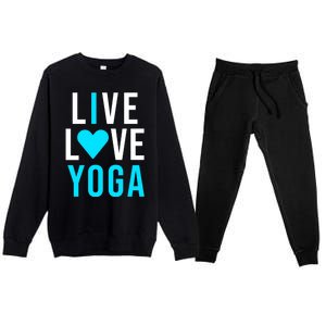 Live Love Yoga Gift I Love Yoga Blue Namaste Gift Premium Crewneck Sweatsuit Set