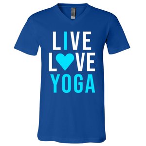 Live Love Yoga Gift I Love Yoga Blue Namaste Gift V-Neck T-Shirt