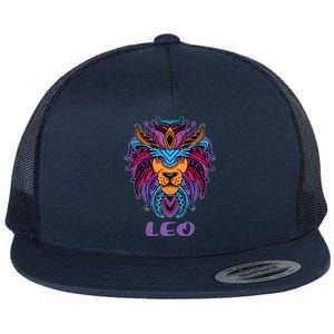 Leo Lion Zodiac Symbol Horoscope Astrology Birthday Gift Flat Bill Trucker Hat