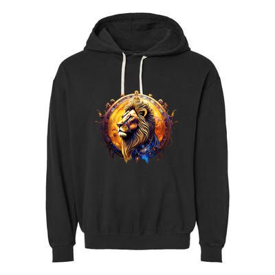 Leo Lion Zodiac Sign Garment-Dyed Fleece Hoodie