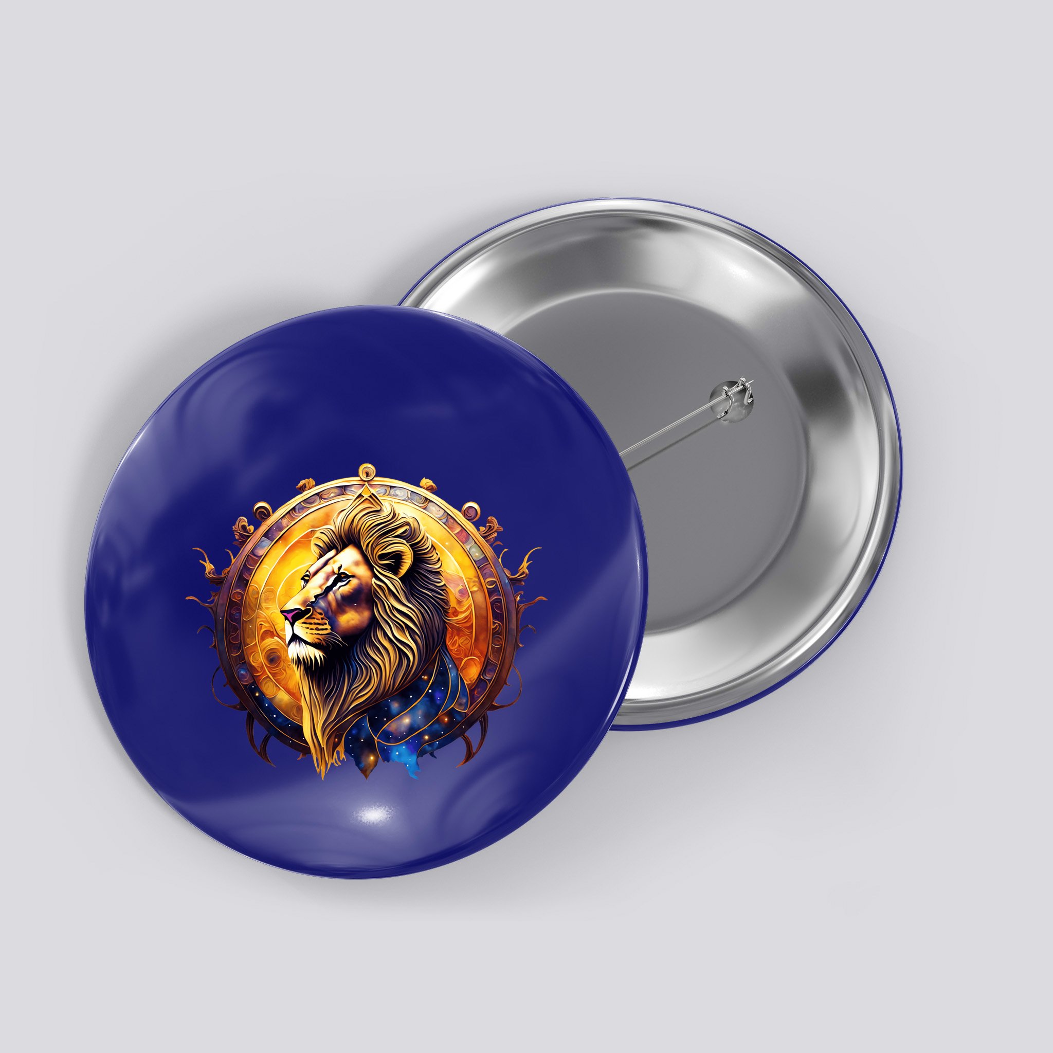 Leo Lion Zodiac Sign Button