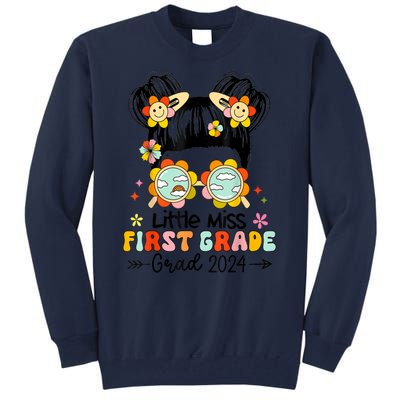 Little Miss 1st First Grade Grad Graduation 2024 Messy Bun Gift Tall Sweatshirt