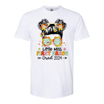 Little Miss 1st First Grade Grad Graduation 2024 Messy Bun Gift Softstyle CVC T-Shirt