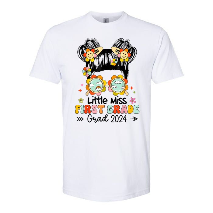 Little Miss 1st First Grade Grad Graduation 2024 Messy Bun Gift Softstyle CVC T-Shirt