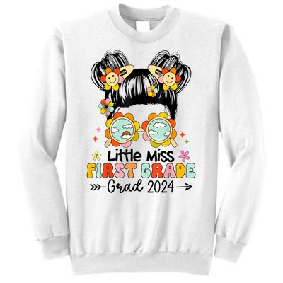 Little Miss 1st First Grade Grad Graduation 2024 Messy Bun Gift Sweatshirt