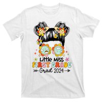 Little Miss 1st First Grade Grad Graduation 2024 Messy Bun Gift T-Shirt