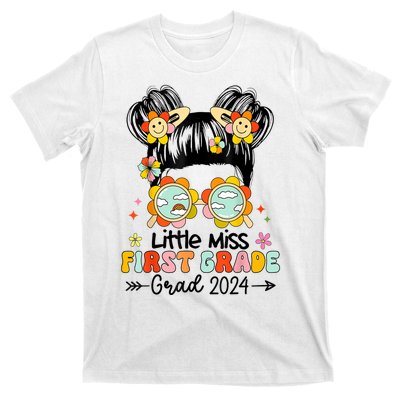 Little Miss 1st First Grade Grad Graduation 2024 Messy Bun Gift T-Shirt