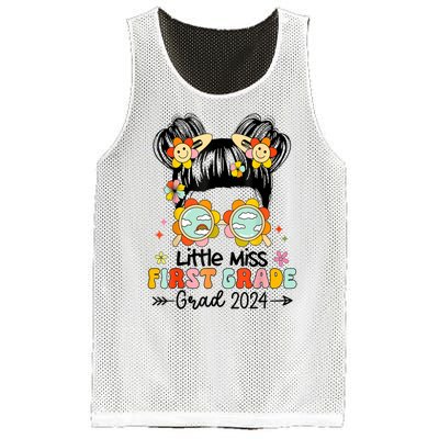 Little Miss 1st First Grade Grad Graduation 2024 Messy Bun Gift Mesh Reversible Basketball Jersey Tank