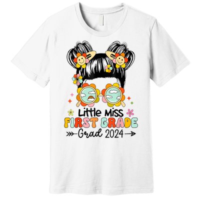 Little Miss 1st First Grade Grad Graduation 2024 Messy Bun Gift Premium T-Shirt