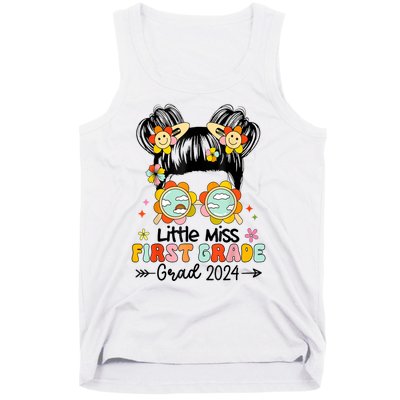 Little Miss 1st First Grade Grad Graduation 2024 Messy Bun Gift Tank Top