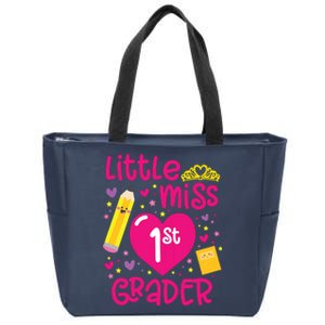 Little Miss 1st Grader 1st Grade Girl First Day Of School Zip Tote Bag