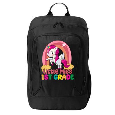 Little Miss 1st Grade Rainbow Unicorn City Backpack