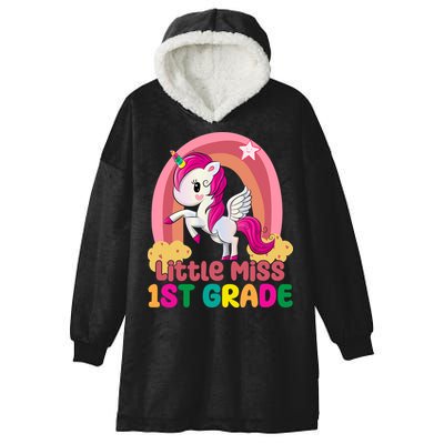 Little Miss 1st Grade Rainbow Unicorn Hooded Wearable Blanket