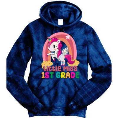 Little Miss 1st Grade Rainbow Unicorn Tie Dye Hoodie