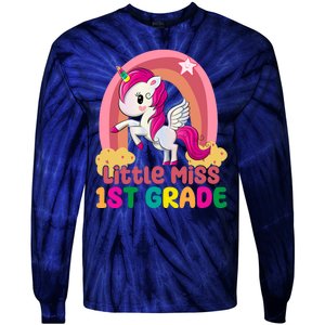 Little Miss 1st Grade Rainbow Unicorn Tie-Dye Long Sleeve Shirt