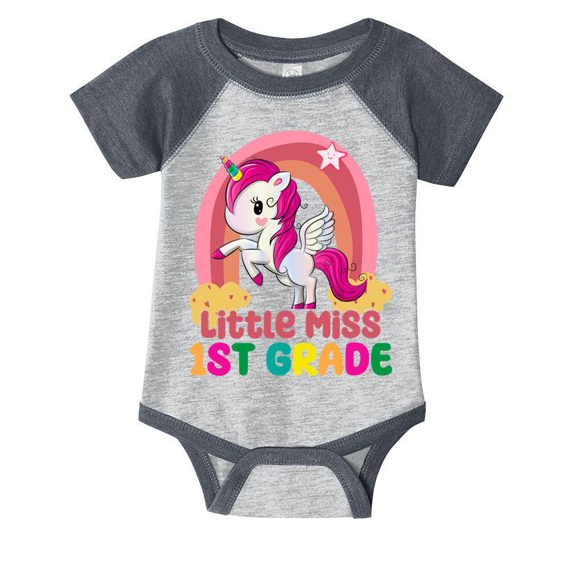 Little Miss 1st Grade Rainbow Unicorn Infant Baby Jersey Bodysuit