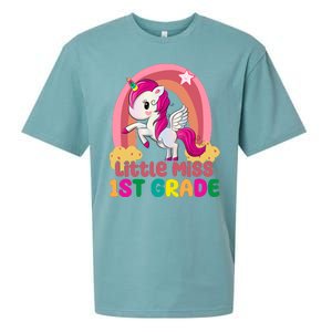 Little Miss 1st Grade Rainbow Unicorn Sueded Cloud Jersey T-Shirt