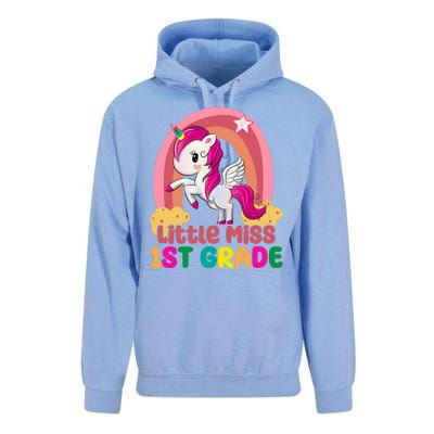 Little Miss 1st Grade Rainbow Unicorn Unisex Surf Hoodie