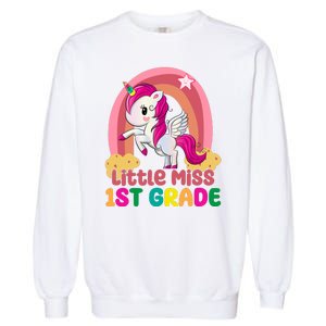 Little Miss 1st Grade Rainbow Unicorn Garment-Dyed Sweatshirt