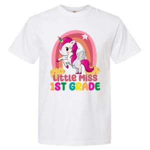 Little Miss 1st Grade Rainbow Unicorn Garment-Dyed Heavyweight T-Shirt