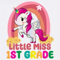 Little Miss 1st Grade Rainbow Unicorn Cooling Performance Crew T-Shirt