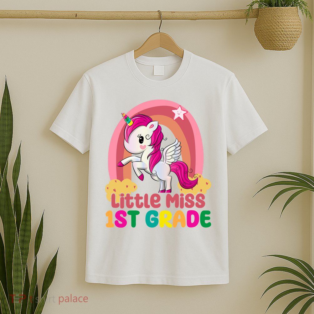 Little Miss 1st Grade Rainbow Unicorn T-Shirt