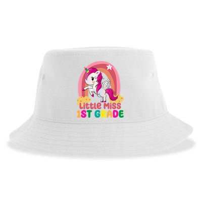 Little Miss 1st Grade Rainbow Unicorn Sustainable Bucket Hat