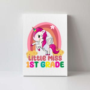 Little Miss 1st Grade Rainbow Unicorn Canvas