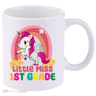 Little Miss 1st Grade Rainbow Unicorn 11oz C Handle Ceramic Mug